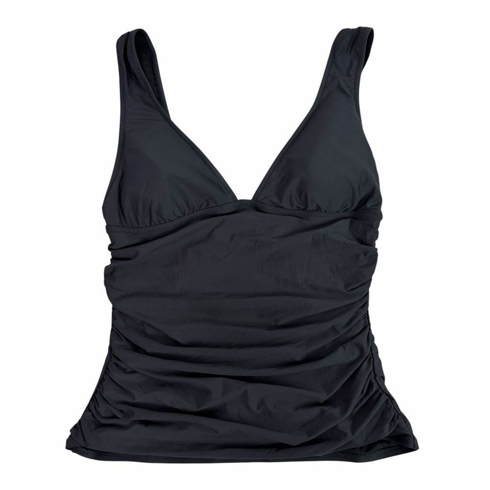J. Crew Small Ruched Tankini Top Charcoal